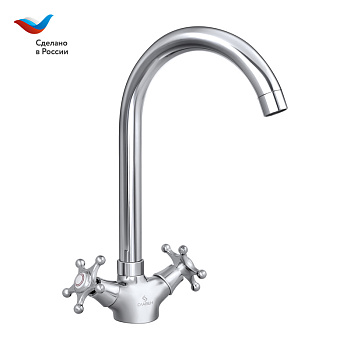 ГОРОД Смеситель для мойки с высоким изливом, двуручный, СЛАВЕН, И22
