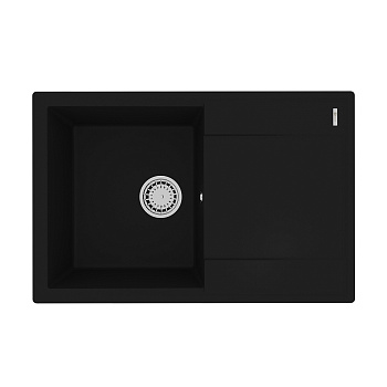 Кухонная мойка Lemark IMANDRA 760 врезная прямоугольная с крылом из кварцгранита, Антрацит  Кухонная мойка Lemark IMANDRA 760 врезная прямоугольная с крылом из кварцгранита, Антрацит