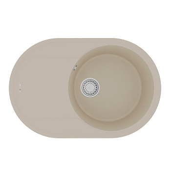 Кухонная мойка Lemark LACHA 760 врезная овальная с крылом из кварцгранита, Бежевый Кухонная мойка Lemark LACHA 760 врезная овальная с крылом из кварцгранита, Бежевый