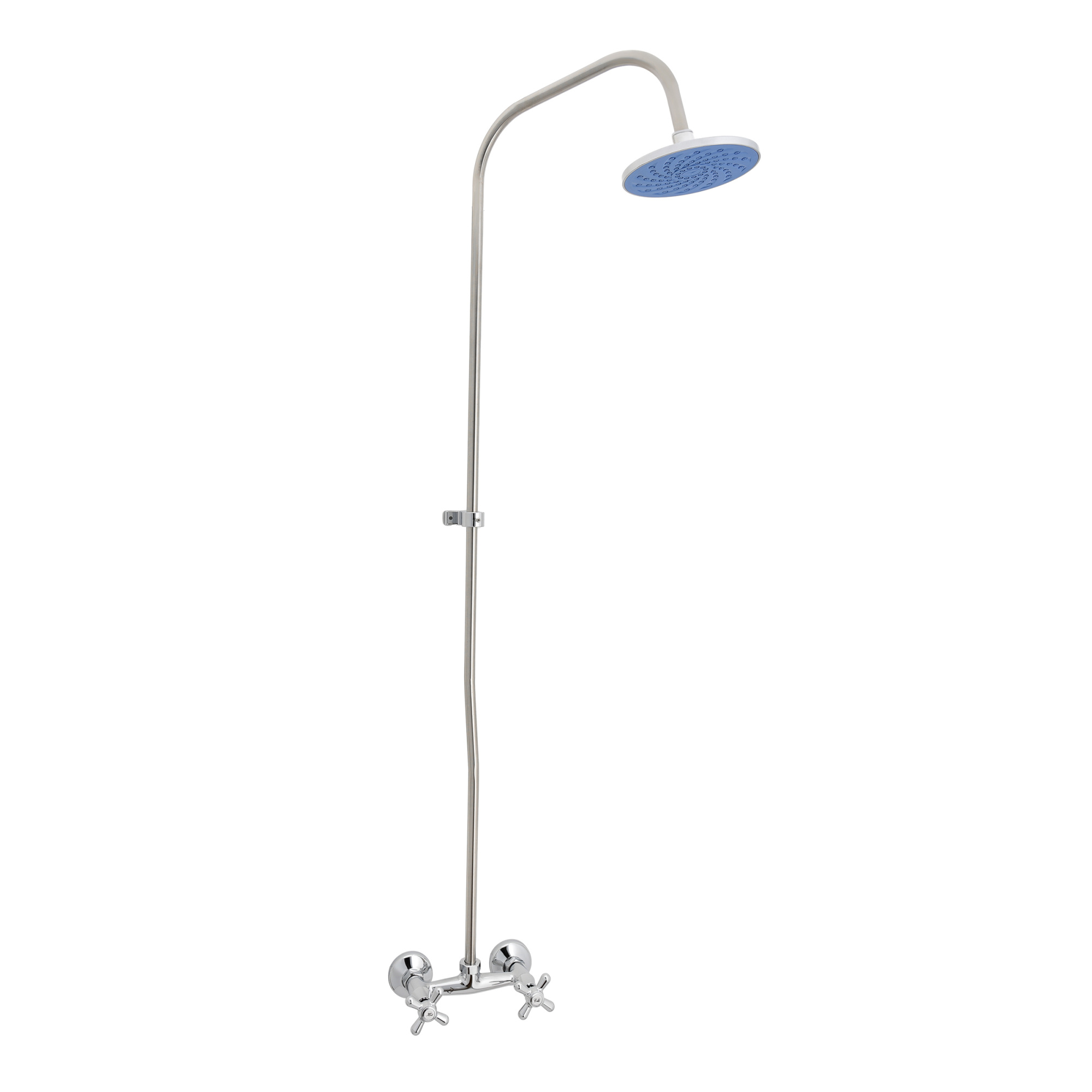 ПРОРАБ Смеситель для душа со стационарной пластиковой душевой сеткой, двуручный, СЛ-ДВ-О32, Славен