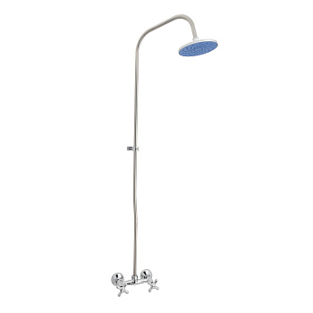 ПРОРАБ Смеситель для душа со стационарной пластиковой душевой сеткой, двуручный, СЛ-ДВ-О32, Славен