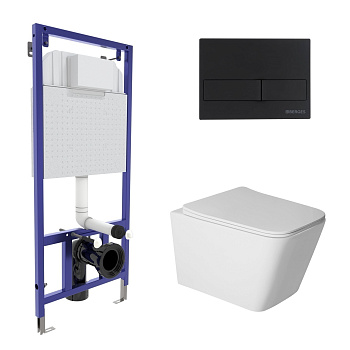 Комплект: инсталляция NOVUM кнопка L5 Soft Touch черная, унитаз SIGMA Rimless 52 см, сиденье дюропла