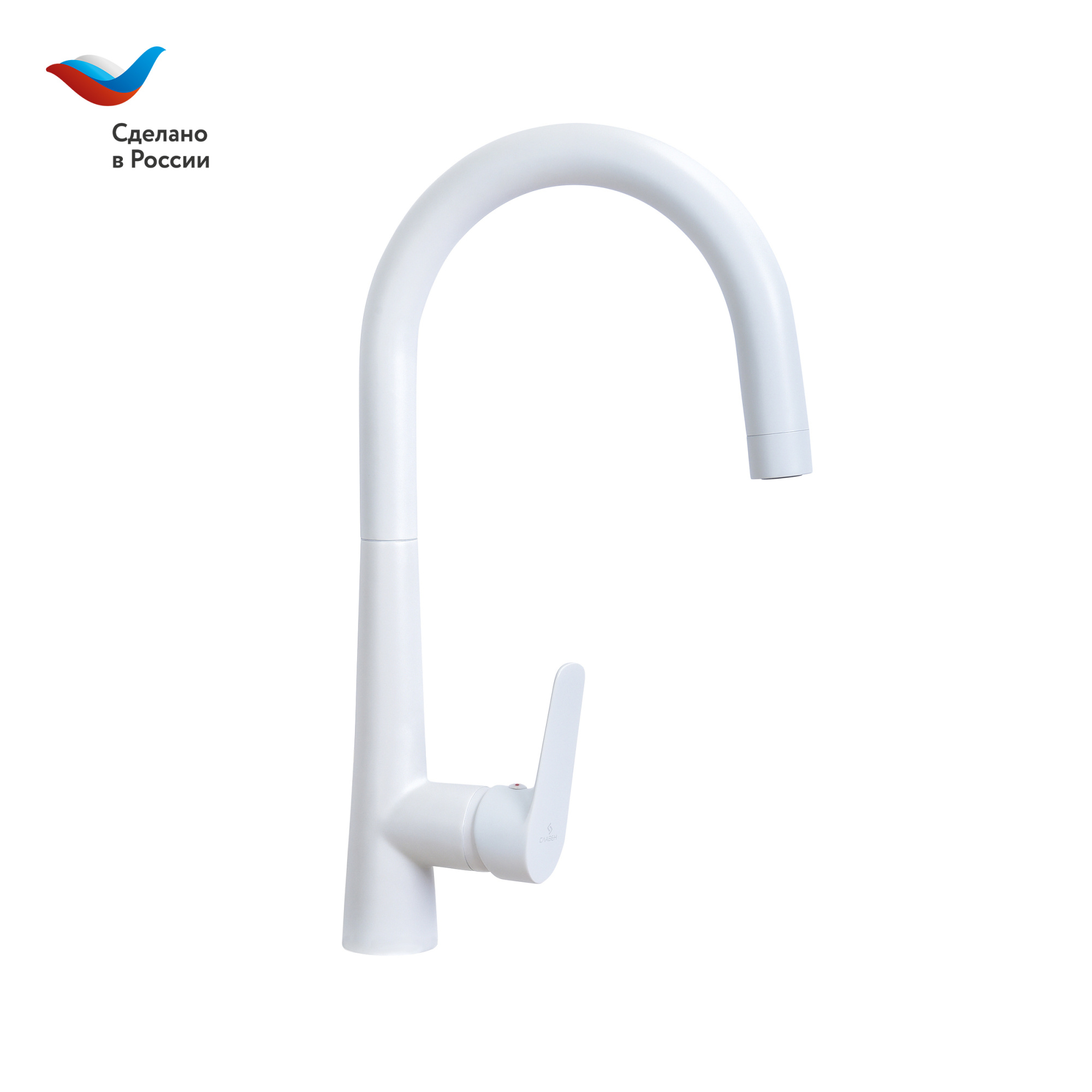 КОТТЕДЖ Смеситель для мойки с высоким изливом, одноручный, белый, СЛ-ОД-Г2Б, Славен