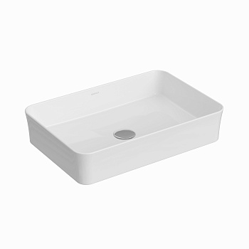 Раковина Ego SL накладная, 55x38 см, без отверстия под смеситель, прямоугольная, белый глянец, BERGE