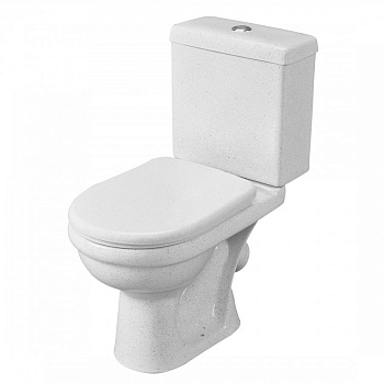 Унитаз-компакт "Визит" косой выпуск, с 1-реж. кнопочной арм.  и сид. п/п "Уклад,крап на белом. SANTE Унитаз-компакт "Визит" косой выпуск, с 1-реж. кнопочной арм.  и сид. п/п "Уклад,крап на белом. SANTE