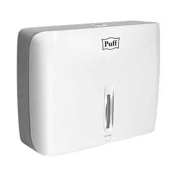 Диспенсер бумажных полотенец Puff-5145, белый, с замком, ABS-пластик