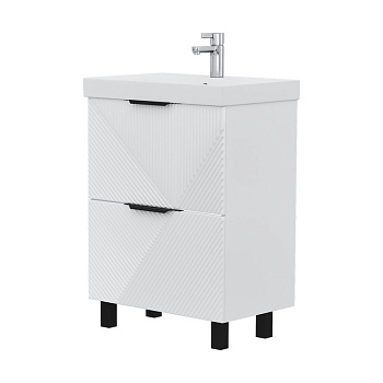 Тумба Geometry 60, напольная, 2ящ., белая (под раковину 9696-60), VOLNA