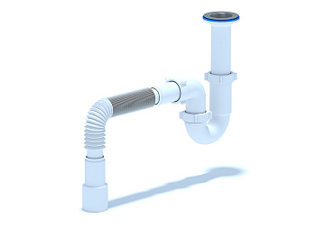 Сифон Ани 1 1/2"*40 прямоточный с гибкой трубой 40х40/50, ANI PLAST