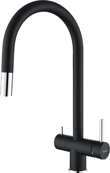 Смеситель для кухни RIVELATO Trevi гибкий излив с краном питьевой воды антрацит хром (2433505 antracite cromo)