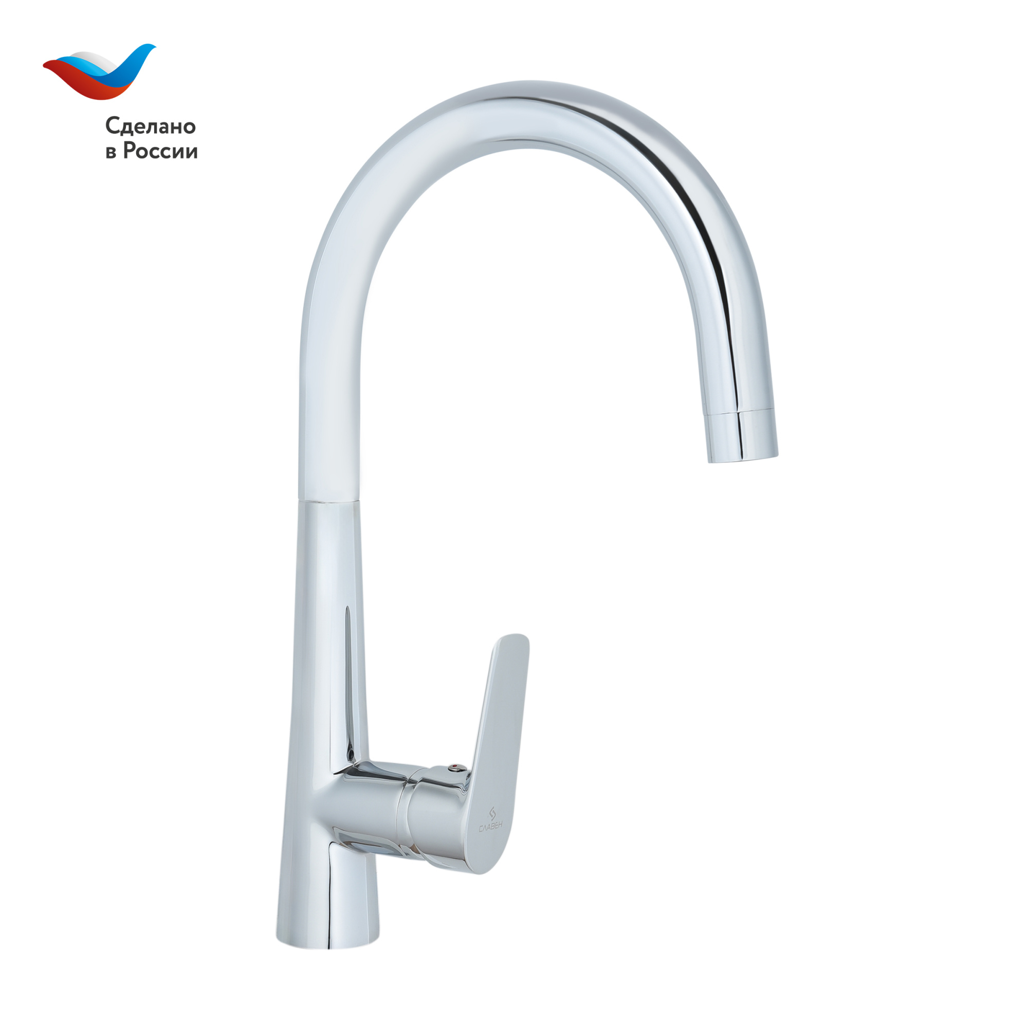 КОТТЕДЖ Смеситель для мойки с высоким изливом, одноручный, хром, СЛ-ОД-Г22, Славен