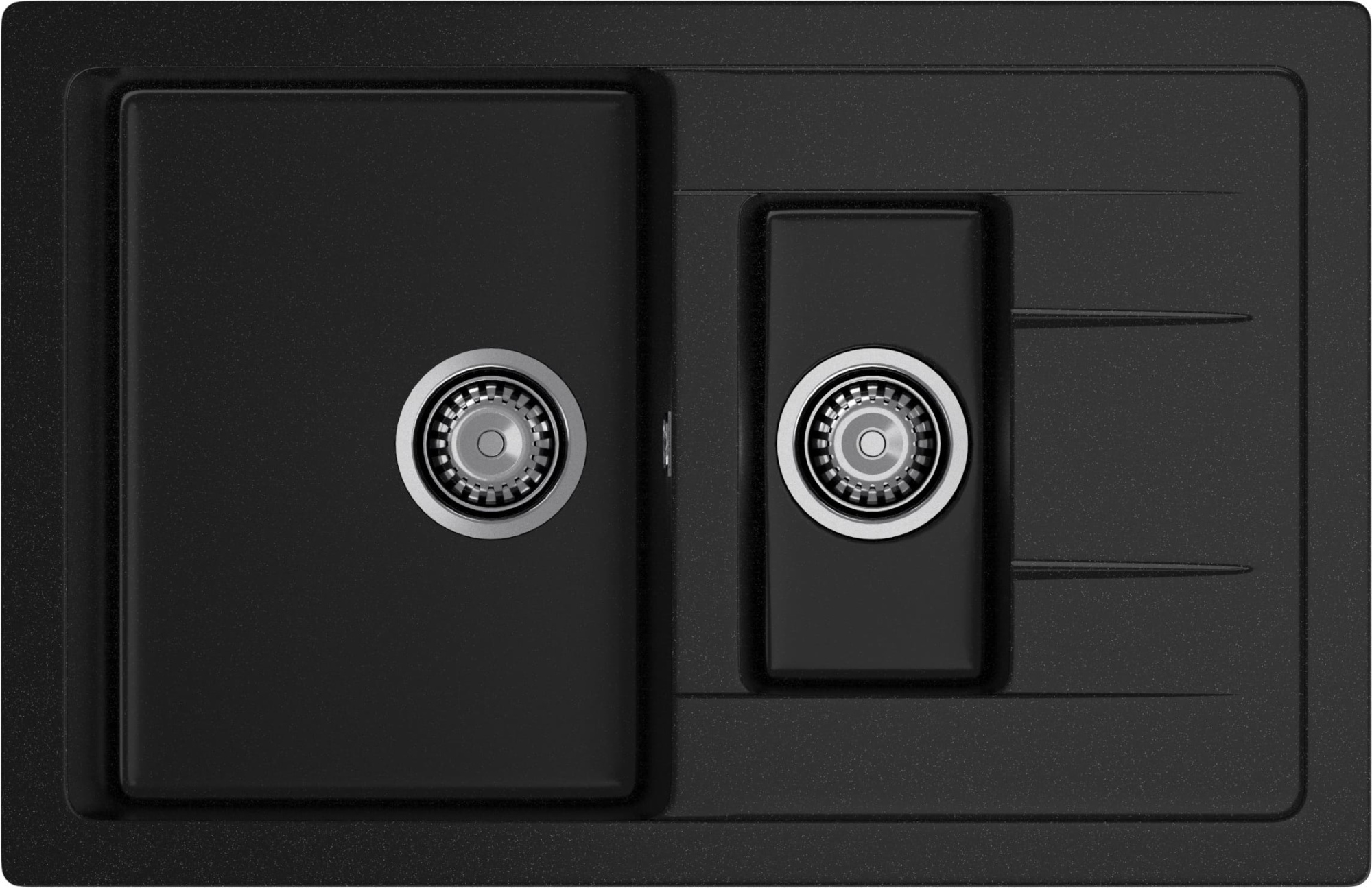 GRANFEST Мойка композит QUADRO GF-Q--775KL 1.5-чаш+крыло 775*500мм   черный арт.GF- GRANFEST Мойка композит QUADRO GF-Q--775KL 1.5-чаш+крыло 775*500мм   черный арт.GF-