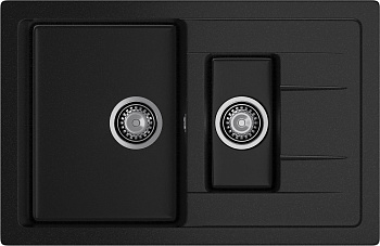 GRANFEST Мойка композит QUADRO GF-Q--775KL 1.5-чаш+крыло 775*500мм   черный арт.GF- GRANFEST Мойка композит QUADRO GF-Q--775KL 1.5-чаш+крыло 775*500мм   черный арт.GF-