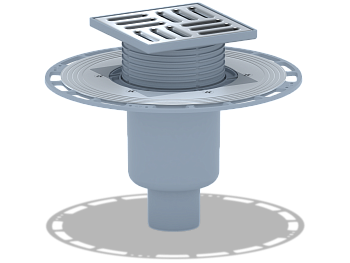 Трап для душа АНИ Пласт THQ5714 DN50 вертикальный регулируемый с сухим затвором и решёткой из нержавеющей стали 120х120 мм