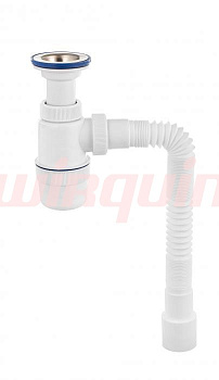 Сифон Элит с литым выпуском, нержавеющей чашкой D70мм. и гибкой трубой L800мм. (1 1/2- D40/50), V