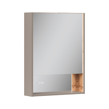 Шкаф зеркальный EQUIL Gleam 60, подвесной, 1 дв., амарок /дуб вотан/дуб вотан (szGLEAM.LED.60.1D-25)