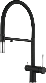 Смеситель для кухни RIVELATO Adria гибкий излив с краном питьевой воды черный хром (1523517 nero cromo)