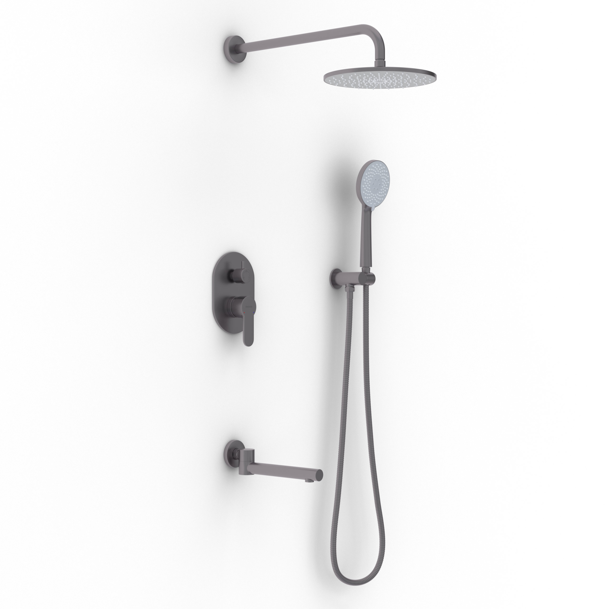 Душевой комплект NARDIS 3R, поворотный излив, оружейная сталь, BERGES