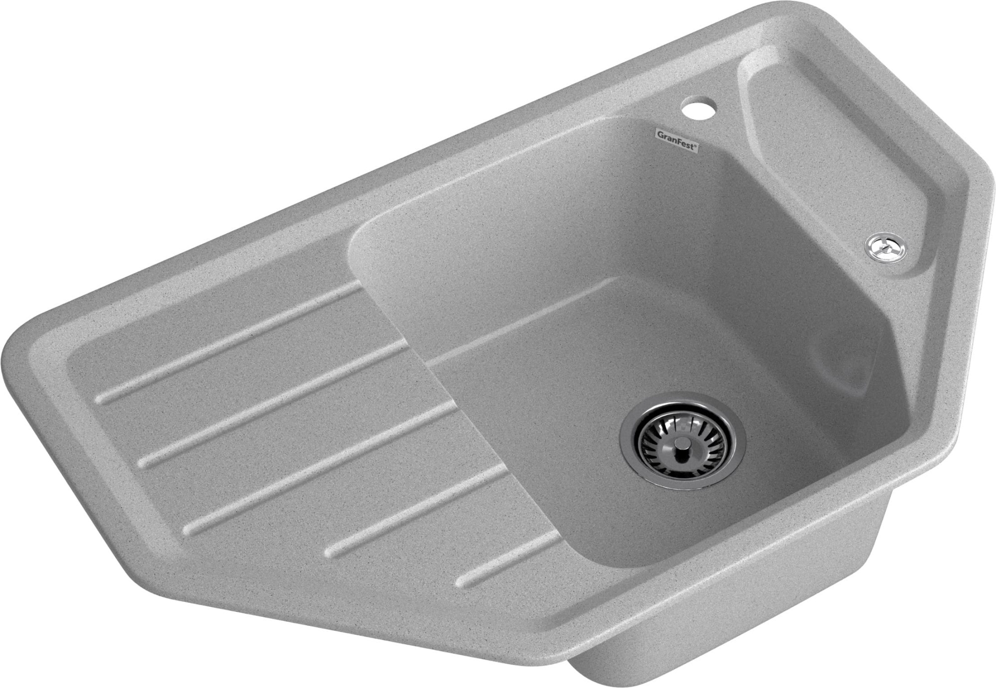 GRANFEST Мойка композит CORNER  GF-C--800E угловая 800*500мм  серый  арт.GF- GRANFEST Мойка композит CORNER  GF-C--800E угловая 800*500мм  серый  арт.GF-