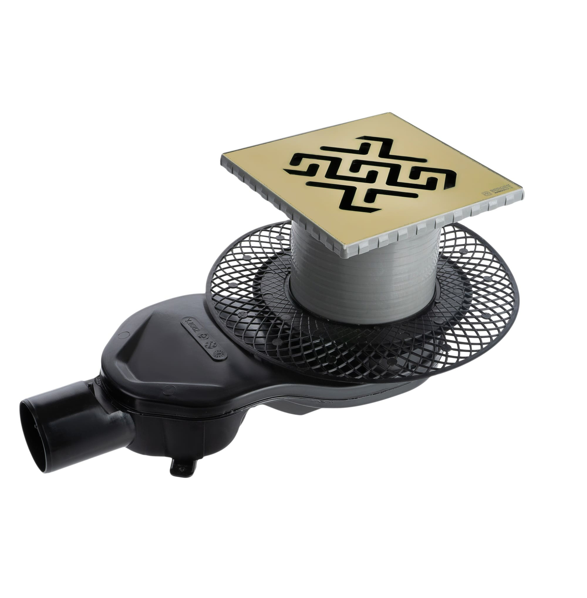 Трап водосток PLATZ Antik 150х150, бронза, S-сифон D50 H60 боковой, BERGES