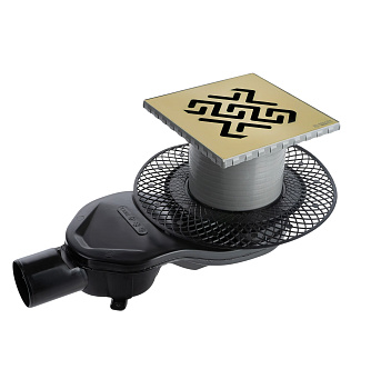 Трап водосток PLATZ Antik 150х150, бронза, S-сифон D50 H60 боковой, BERGES