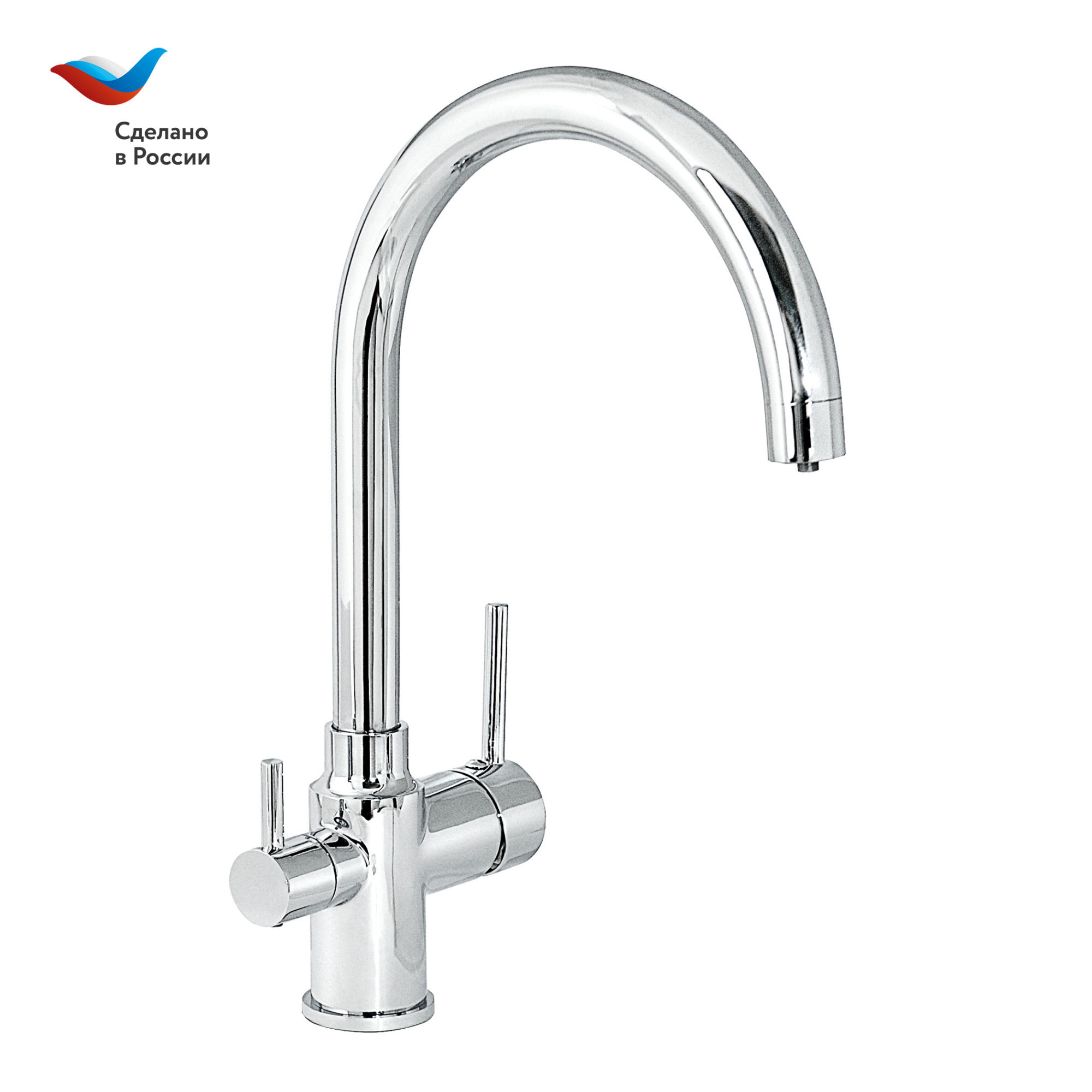 ГОРОД Смеситель для мойки с высоким изливом, с подключением фильтра, одноручный, СЛАВЕН, Д79