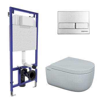 Комплект для монтажа  подвесного унитаза: инсталляция NOVUM525, кнопка L3 хром глянец, унитаз EGO XL