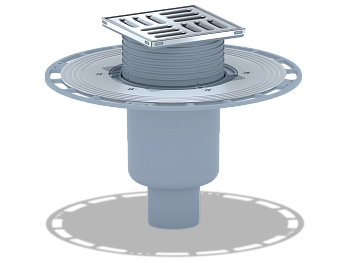 Трап вертикальный регулируемый АНИ Пласт THA5702 50 мм с решеткой из нержавеющей стали 100х100 мм
