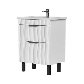 Тумба Lotti 60, напольная 2 ящ., белая (под раковину Миранда 60), VOLNA