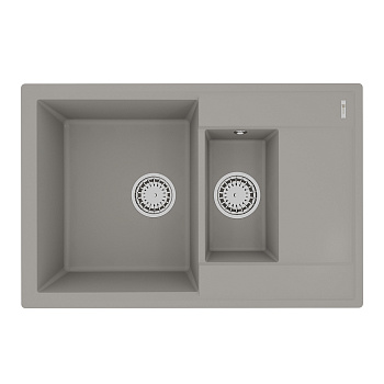 Кухонная мойка Lemark RAMZA 760 врезная прямоугольная с доп.чашей и крылом из кварцгранита, Грей Кухонная мойка Lemark RAMZA 760 врезная прямоугольная с доп.чашей и крылом из кварцгранита, Грей