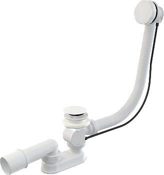 A55KM-WHITE Сифон для ванны автомат комплект, белый-мат, ALCA PLAST