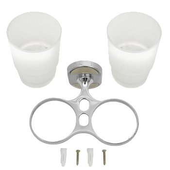 Подстаканник двойной "Solinne", хром, стекло-сатин, Коллекция Element