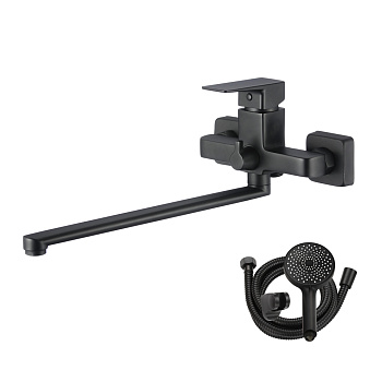 Смеситель для ванны с длинным изливом черный NARCIS, NAR06-320BL-25221