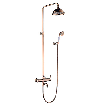 Spark Смеситель для ванны-душа, пов.излив 206мм 'Троп.дождь', р/ОД, роз.золото, LM, LM6762RG