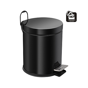 Ведро-контейнер для мусора с педалью 5 л, микролифт, черное,  BERGES