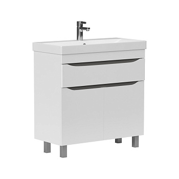 Тумба Lake 80, напольная, 2 дв., 1 ящ., белый/серый оникс (под раковину 9696-80), VOLNA