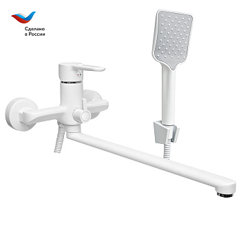 ГОРОД Смеситель для умывальника с литым изливом, белый, СЛ-ОД-Т3Б Славен