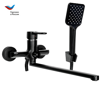 ГОРОД Смеситель для умывальника с литым изливом, черный, СЛ-ОД-Т3Ч Славен