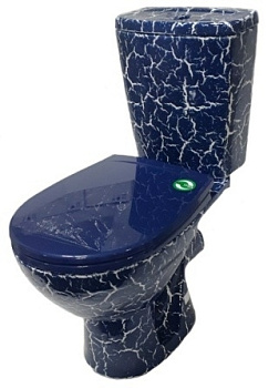 СОЛО Унитаз-компакт горизонт. выпуск, 2-х уровн. арм., сид. полипр., синий кракелюр. ROSA СОЛО Унитаз-компакт горизонт. выпуск, 2-х уровн. арм., сид. полипр., синий кракелюр. ROSA