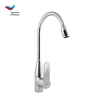 КОТТЕДЖ Смеситель для мойки с высоким изливом,круглым аэратором,одноручный, СЛАВЕН,Ф29