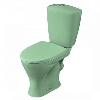 Унитаз-компакт "Версия" наклонный выпуск, с кнопочной арматурой и сиденьем, салатовый  SANTERI Унитаз-компакт "Версия" наклонный выпуск, с кнопочной арматурой и сиденьем, салатовый  SANTERI