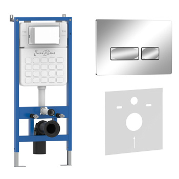 Комплект 2в1 IBERICA BLANCA инсталляция SILENCIO, кнопка смыва ESTI-R хром глянцевый (IB001.213)