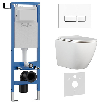 Комплект 3в1 IBERICA BLANCA инсталляция SILENCIO MINI, унитаз BILBAO ALTO белый, кнопка смыва ESTI-R белый глянцевый (IB.001M.BLA.234.211)