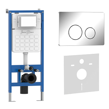 Комплект 2в1 IBERICA BLANCA инсталляция SILENCIO, кнопка смыва INOX-O хром глянцевый (IB001.8131) Комплект 2в1 IBERICA BLANCA инсталляция SILENCIO, кнопка смыва INOX-O хром глянцевый (IB001.8131)