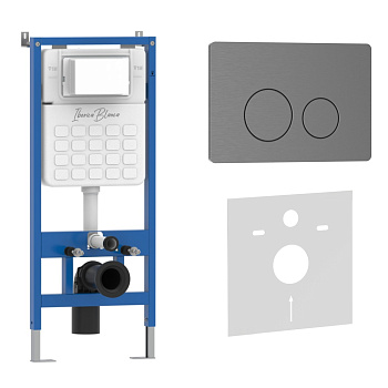 Комплект 2в1 IBERICA BLANCA инсталляция SILENCIO, кнопка смыва INOX-O вороненая сталь (IB001.818) Комплект 2в1 IBERICA BLANCA инсталляция SILENCIO, кнопка смыва INOX-O вороненая сталь (IB001.818)