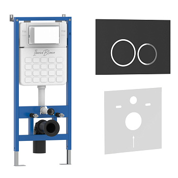 Комплект 2в1 IBERICA BLANCA инсталляция SILENCIO, кнопка смыва ESTI-O черный матовый (IB001.822) Комплект 2в1 IBERICA BLANCA инсталляция SILENCIO, кнопка смыва ESTI-O черный матовый (IB001.822)