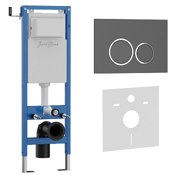 Комплект 2в1 IBERICA BLANCA инсталляция SILENCIO MINI, кнопка смыва ESTI-O серый матовый (IB.001M.827) Комплект 2в1 IBERICA BLANCA инсталляция SILENCIO MINI, кнопка смыва ESTI-O серый матовый (IB.001M.827)