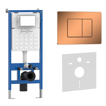 Комплект 2в1 IBERICA BLANCA инсталляция SILENCIO, кнопка смыва INOX-C розовое золото глянцевое (IB001.1141) Комплект 2в1 IBERICA BLANCA инсталляция SILENCIO, кнопка смыва INOX-C розовое золото глянцевое (IB001.1141)