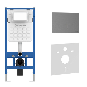 Комплект 2в1 IBERICA BLANCA инсталляция SILENCIO, кнопка смыва INOX-S вороненая сталь (IB001.016.02) Комплект 2в1 IBERICA BLANCA инсталляция SILENCIO, кнопка смыва INOX-S вороненая сталь (IB001.016.02)