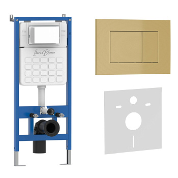Комплект 2в1 IBERICA BLANCA инсталляция SILENCIO, кнопка смыва ESTI-S золото матовое (IB001.854) Комплект 2в1 IBERICA BLANCA инсталляция SILENCIO, кнопка смыва ESTI-S золото матовое (IB001.854)