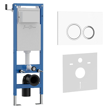 Комплект 2в1 IBERICA BLANCA инсталляция SILENCIO MINI, кнопка смыва ESTI-O белый глянцевый (IB.001M.821)